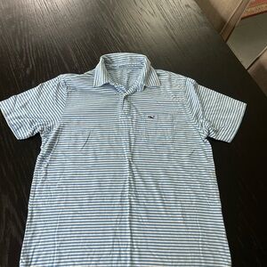 Vineyard Vines Blue and White Striped Polo Shirt